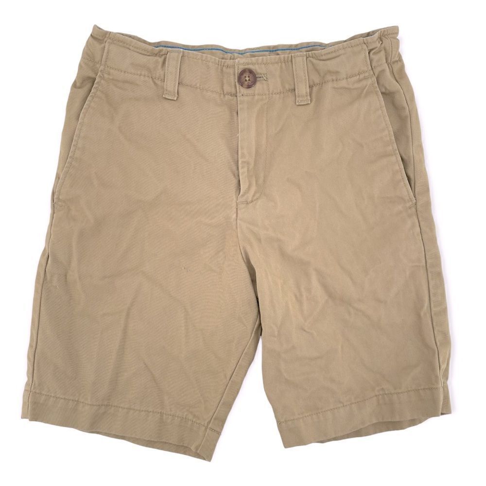 Lands’ End Boy’s Khaki Flat Front Adjustable Waist Uniform Chino Shorts Size 8
